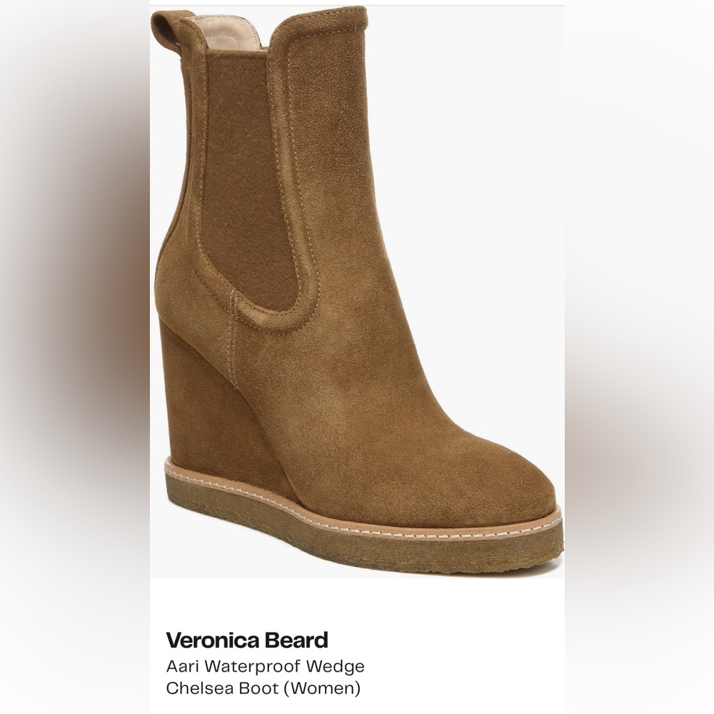 SOLD OUT. Veronica Beard Aari Suede Waterproof Chelsea Wedge.